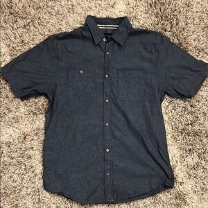 Ocean Current Men's Navy Blue Button Down Short Sleeve Shirt Large